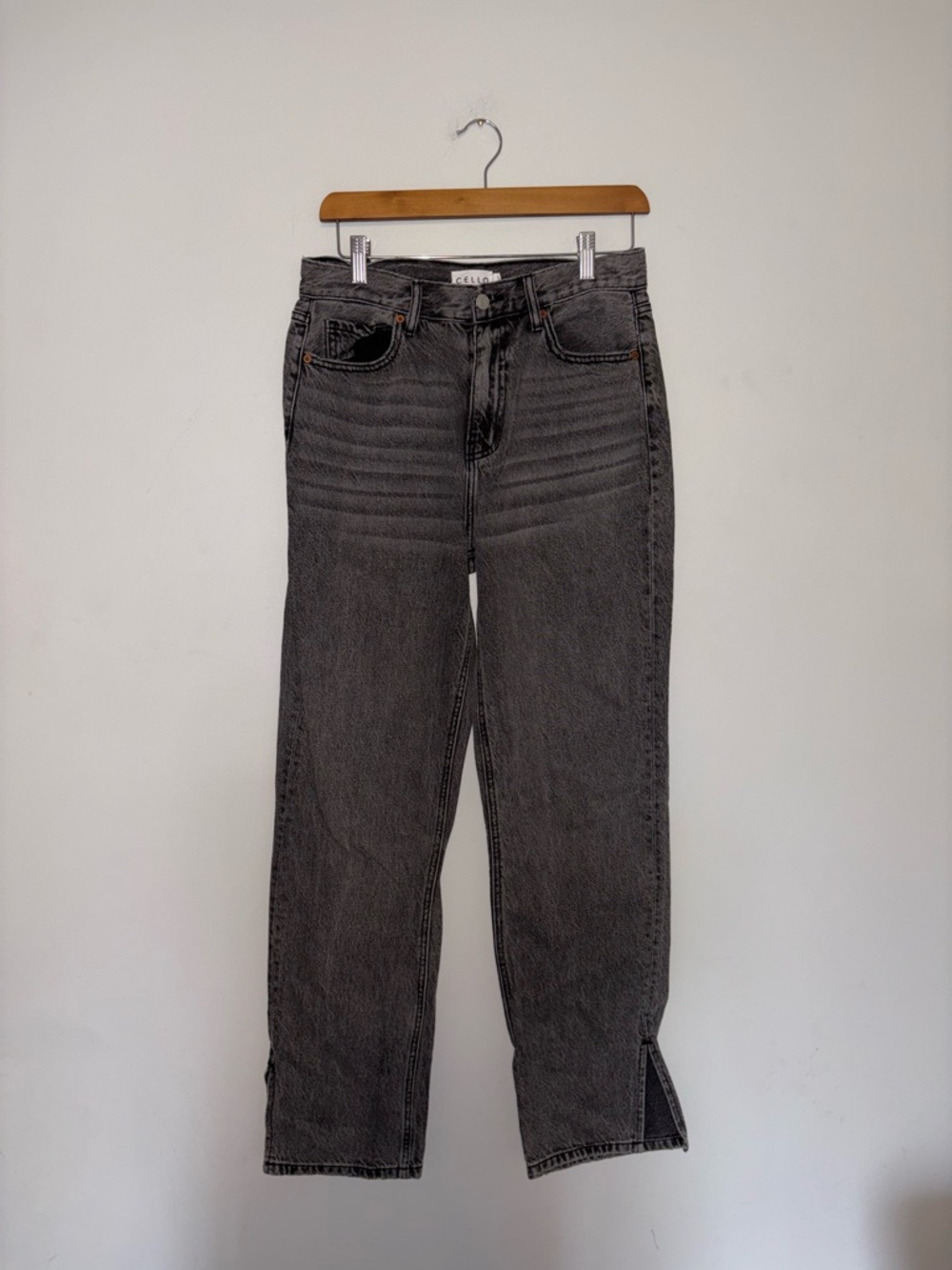 Cello ~ Black Straight Leg Slit Jeans